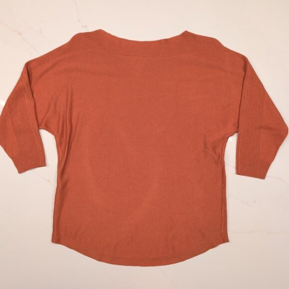 Chico's Cashmere Blend Sz 0 S Sweater Solid Rust Orange Women's Ribbed Pullover - Picture 8 of 10